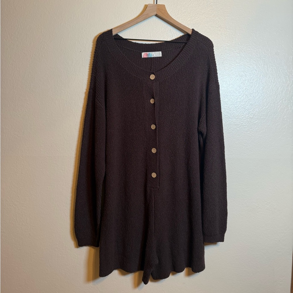 Free People Brown Knit Jumpsuit